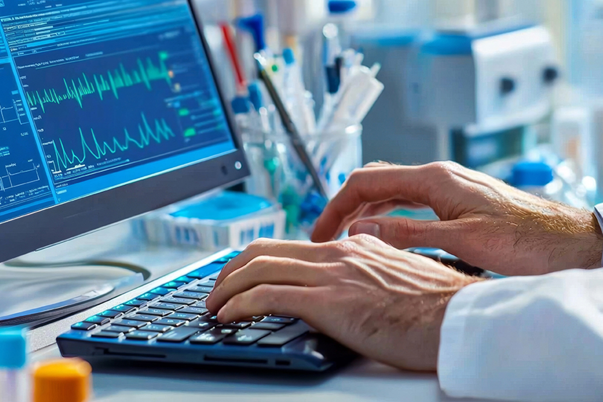 Medical research software being utilized for data analysis.